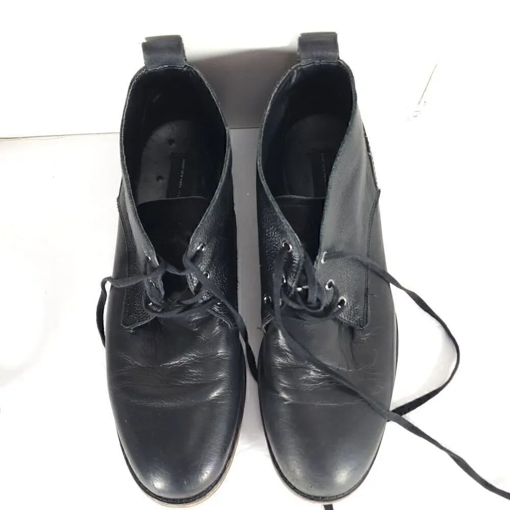 Andrew Marc Men's Nykanel US 11 Black Leather Lace-Up Ankle Chukka Boots - Picture 5 of 14